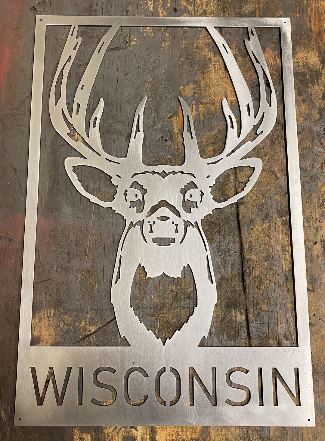 Wisconsin Whitetail Deer Metal Wall Art 12 X 18 Wall Hanging Gifts for