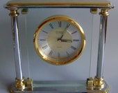 Vintage Danbury Brass Mantle clock Brass Glass clock very heavy solid brass display decor Anniversary gift Birthday gift