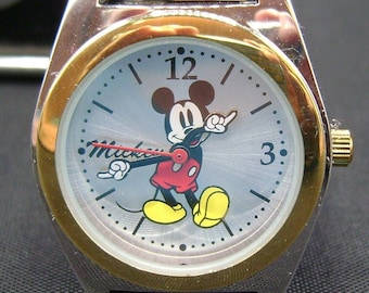 希少なディズニーミッキーマウス腕時計/Accutime/大きなブルーフェイス