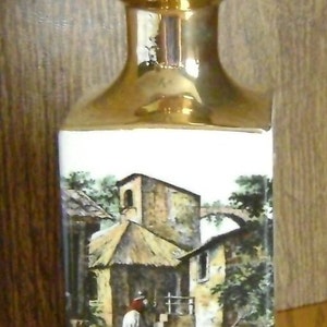 ヴィンテージ レッド ワイン デカンタ / Banfi Products / フィレンツェ イタリア / 1968 年 / ディスプレイ / 男の隠れ家 / イタリアの村の風景 / コレクターズアイテム / バー カート