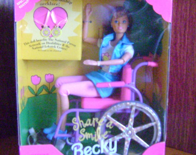 Vintage Share a Smile Becky Barbie Doll / Becky in a Wheelchair / Mattel 15761 / 1996