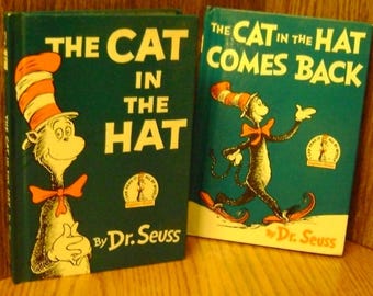 Vintage Dr. Seuss Books Cat in the Hat and The Cat in the Hat Comes Back FIRST Edition/Baby Shower/ Birthday /collectible / Child's Library