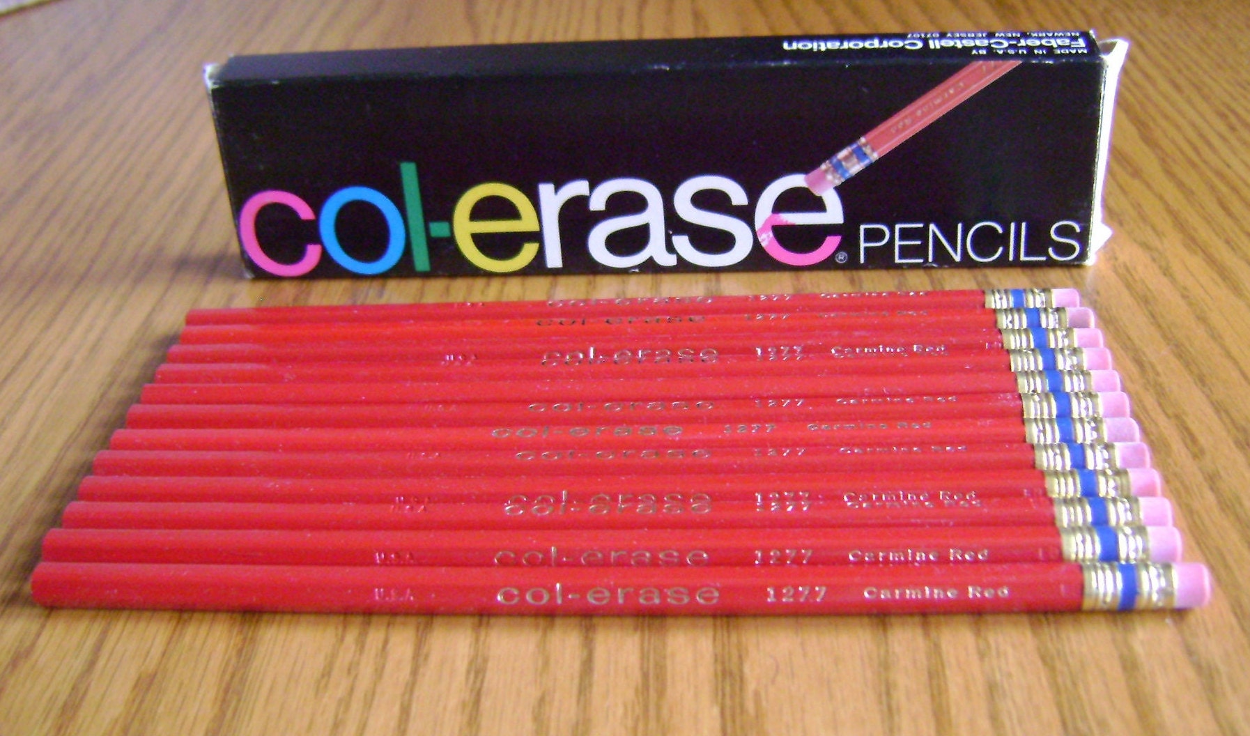 Faber Castell Col-erase Carmine Red Erasable Color Pencils Art Box of 12 New