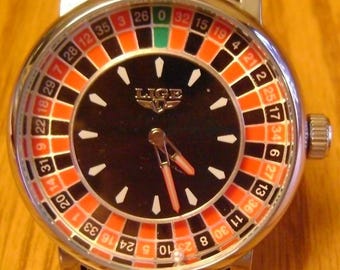 LIGE Roulette Watch / Gambling theme watch / Large face / collectible / Birthday / Christmas / Mint / New in Box / Never worn /Luminous dial