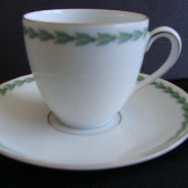 Bavaria Demitasse cup & saucer green white and gold