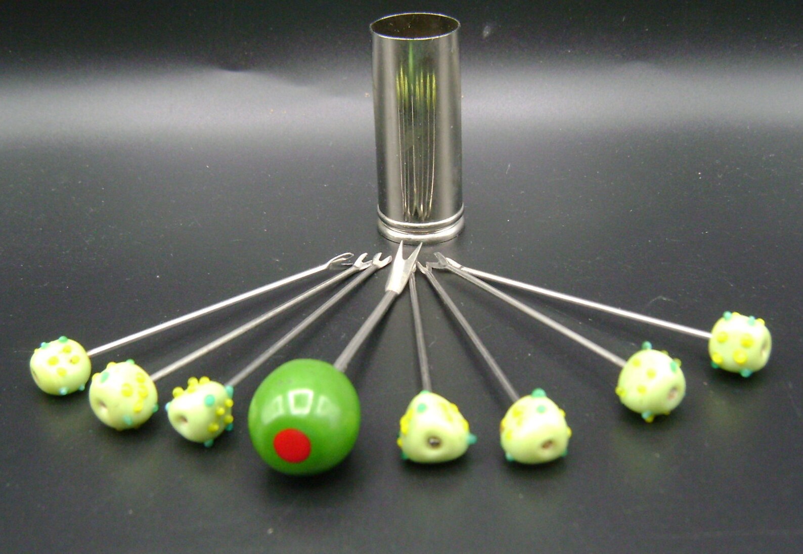 Olive Cocktail Garnish Picks With Holder / Drink Cocktail Etsy