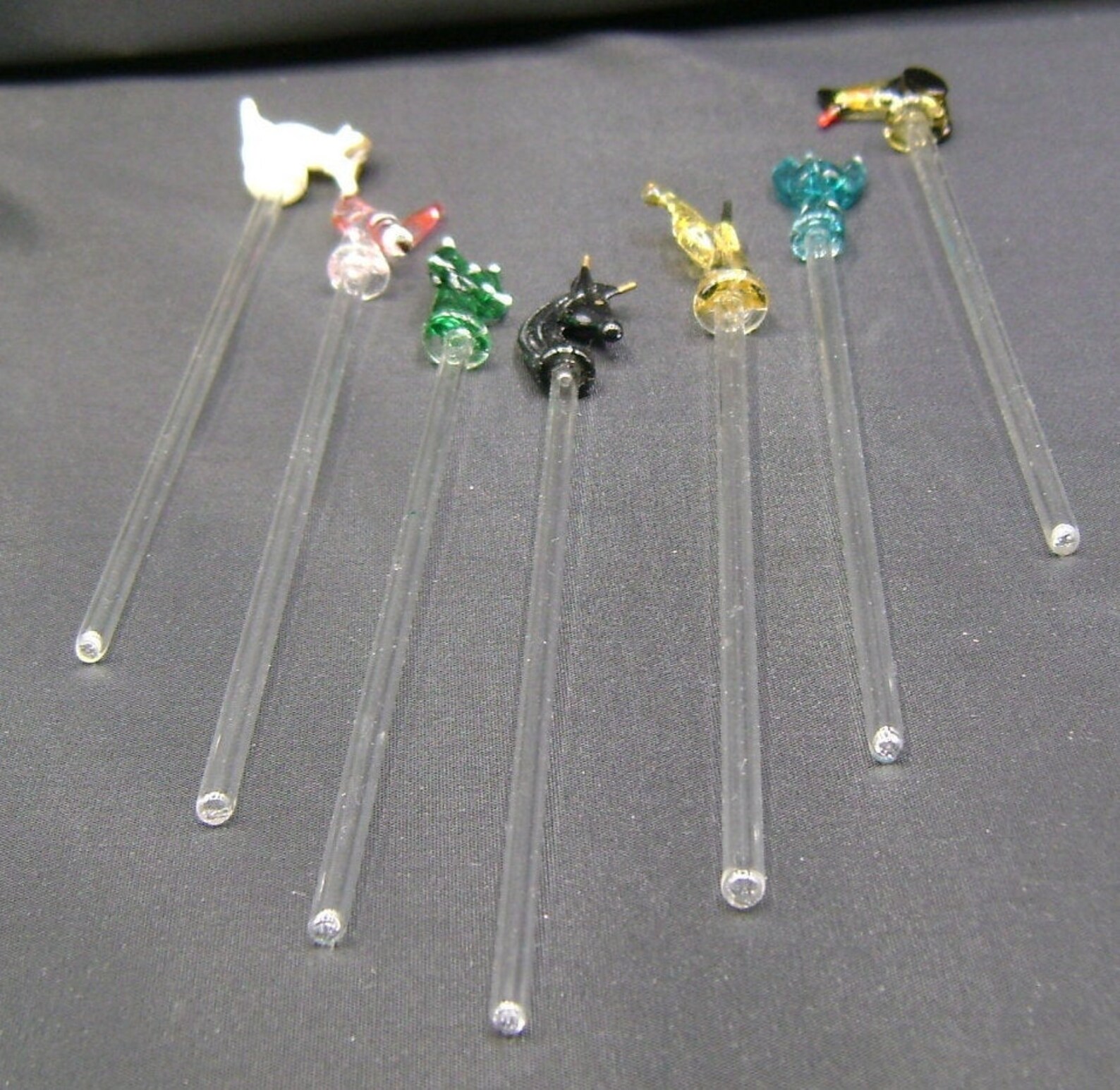 Vintage Animal Glass Swizzle stick set /man cave / Birthday Etsy