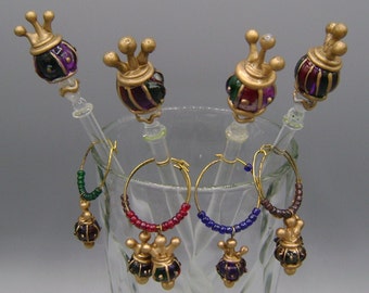 Royal septer stirrers & charms / crown swizzle sticks / Stained glass / glass / Valentine's day / housewarming / bar ware / collectible