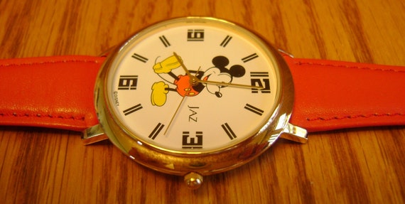 Vintage Disney Mickey Mouse Large Face JAZ Watch / Mint Condition