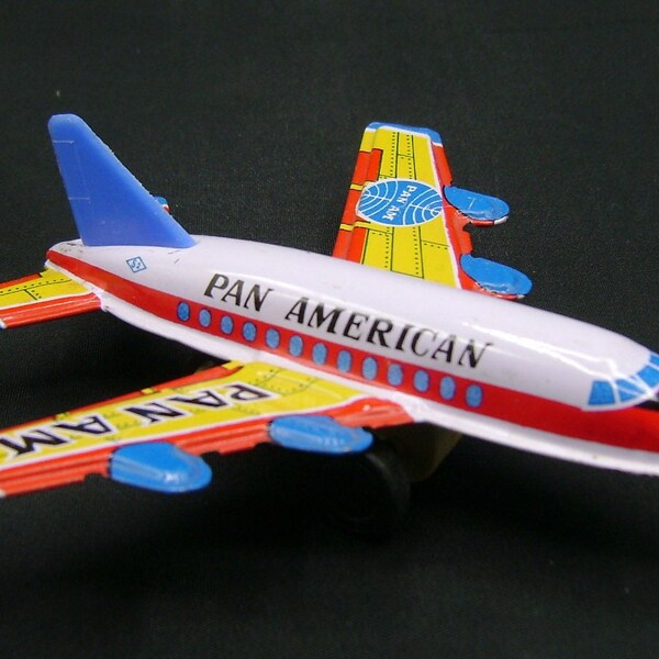 Vintage Pan American Mini Tin litho toy plane / 1960's / collectible / works/ Mint condition / Birthday gift / display / Father's day gift