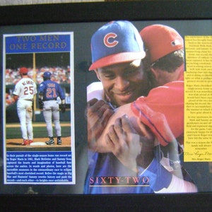 Sosa and McGuire collectible / framed pictures / World&#39;s Record home runs/ 62 / Baseball fan /Father&#39;s day/ Birthday/ man cave / memorabilia