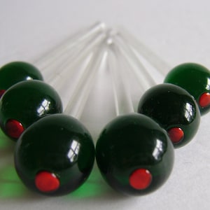 Vintage Plastic Green Olive cocktail drink garnish picks / Martini or Cosmo garnish/  man cave / Birthday / Father&#39;s or Mother&#39;s day