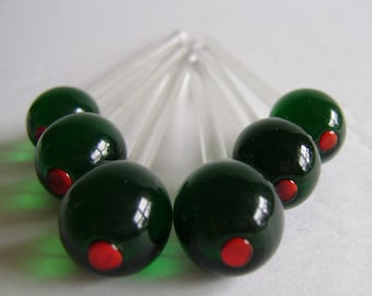 Vintage Plastic Green Olive cocktail drink garnish picks / Martini or Cosmo garnish/  man cave / Birthday / Father&#39;s or Mother&#39;s day