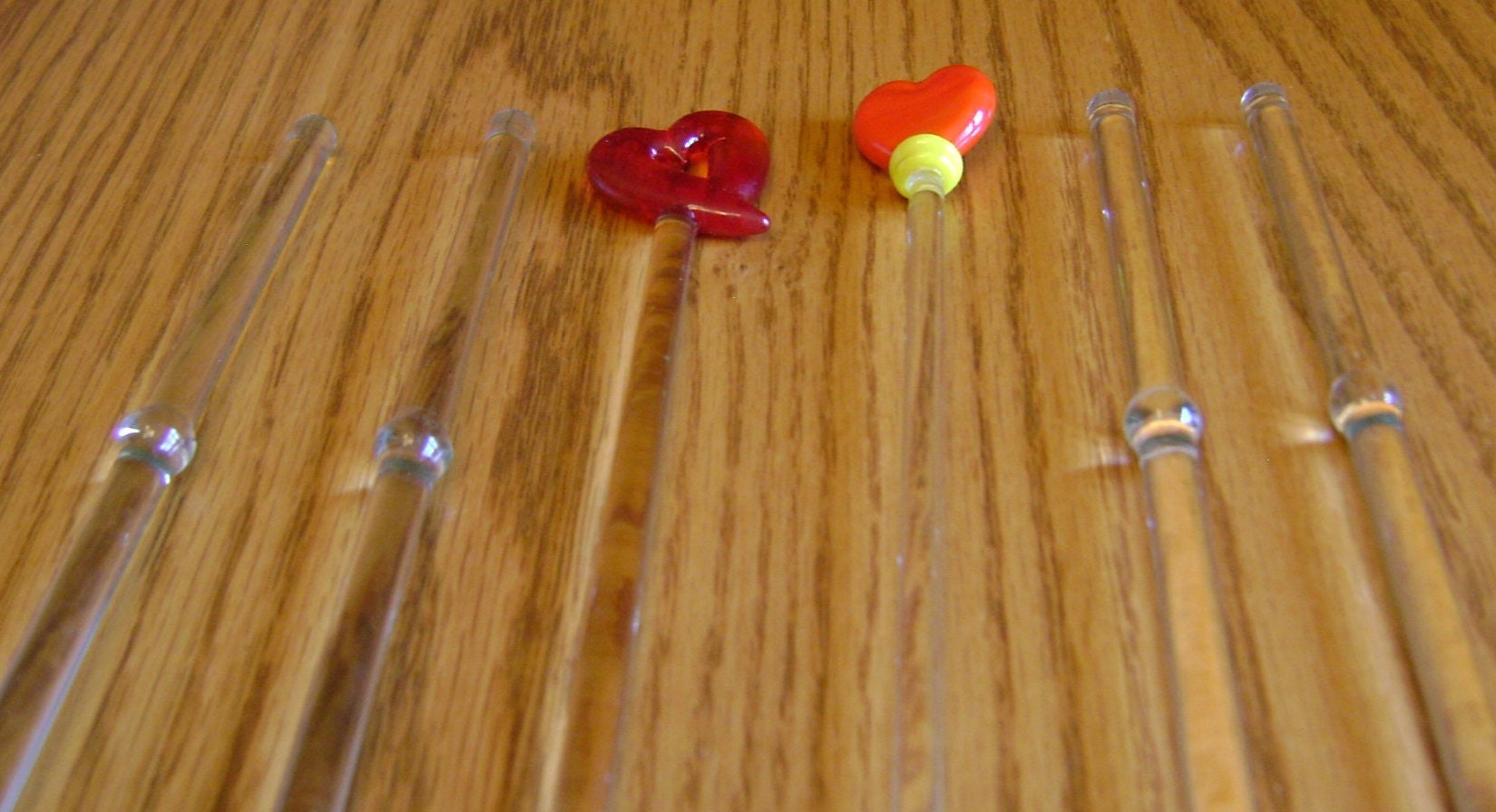Vintage Clear Glass & Heart Swizzle Sticks / Red Heart Etsy