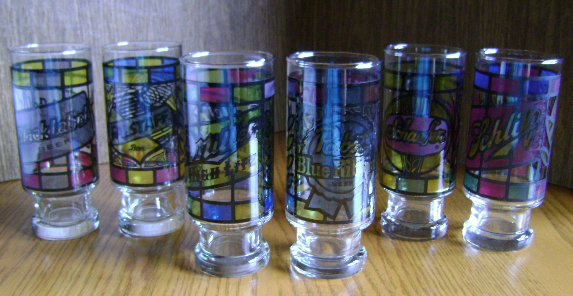 Vintage Stained Glass Beer Glasses / 1970's / Man Cave/ Etsy