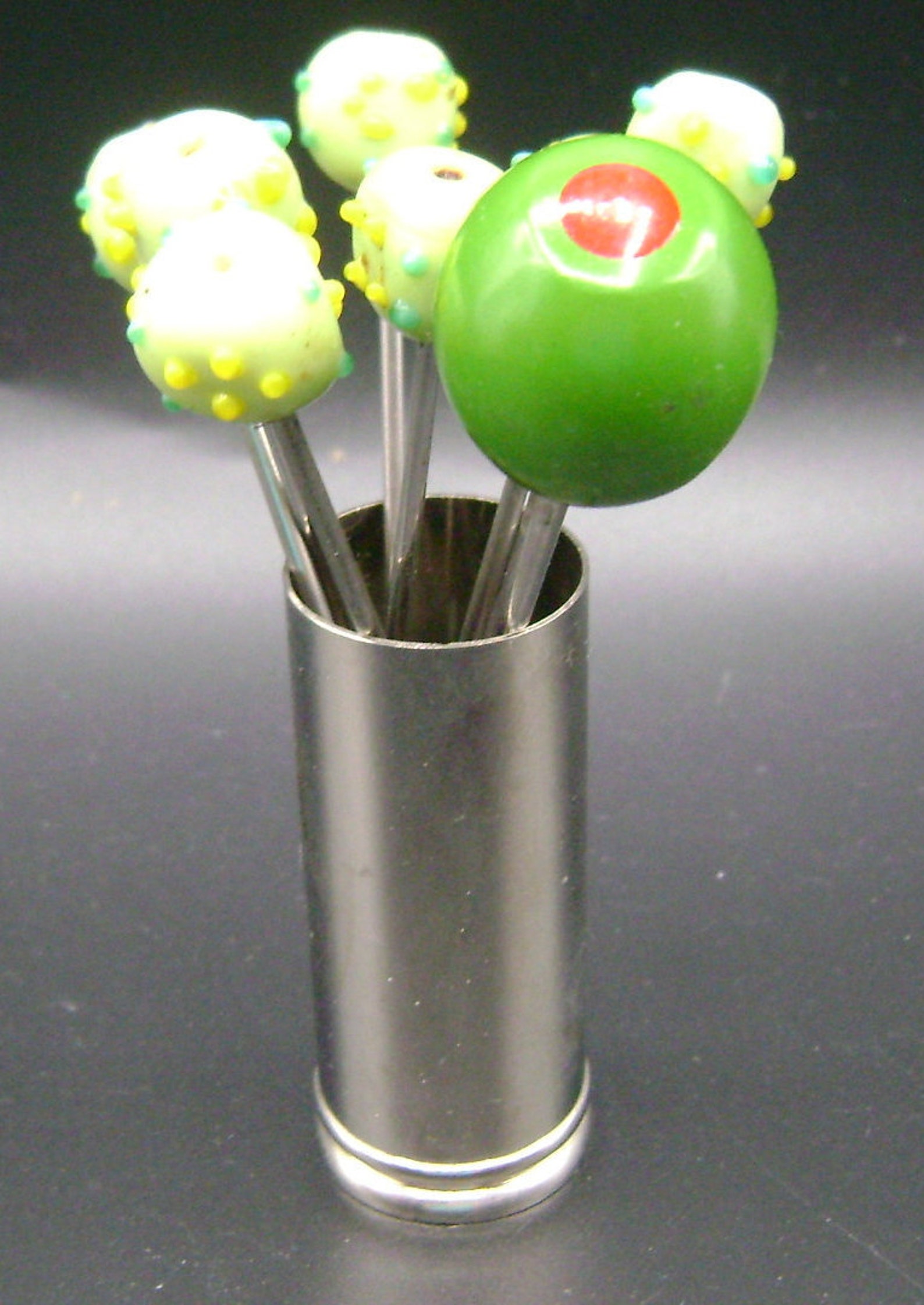 Olive Cocktail Garnish Picks With Holder / Drink Cocktail Etsy