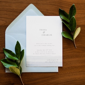 Watercolor Blue Wedding Invitations | Simple Wedding Invitations | Elegant Wedding | Handpainted Wedding Invitations