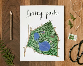 Loring Park Map Art Print