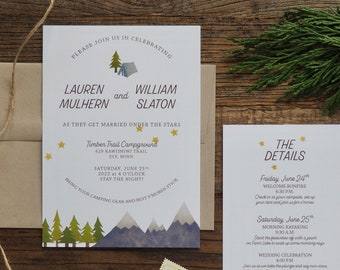 Camping Wedding Invitations | Whimsical Invitations | Outdoor Invitations | Watercolor Painted Invitations | Wedding Suite