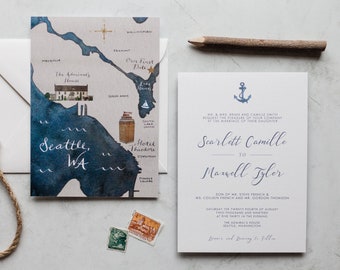 Nautical Wedding Invitations | Beach Wedding | Destination Wedding | Outdoor Invitations | Painted Invitations