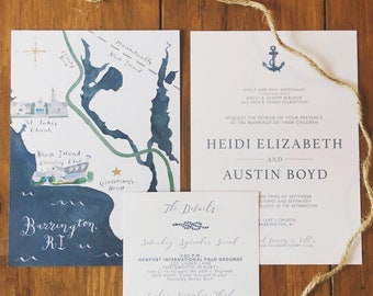 Nautical Wedding Invitations | Beach Wedding | Destination Wedding | Oceanside Wedding | Outdoor Invitations | Painted Invitations