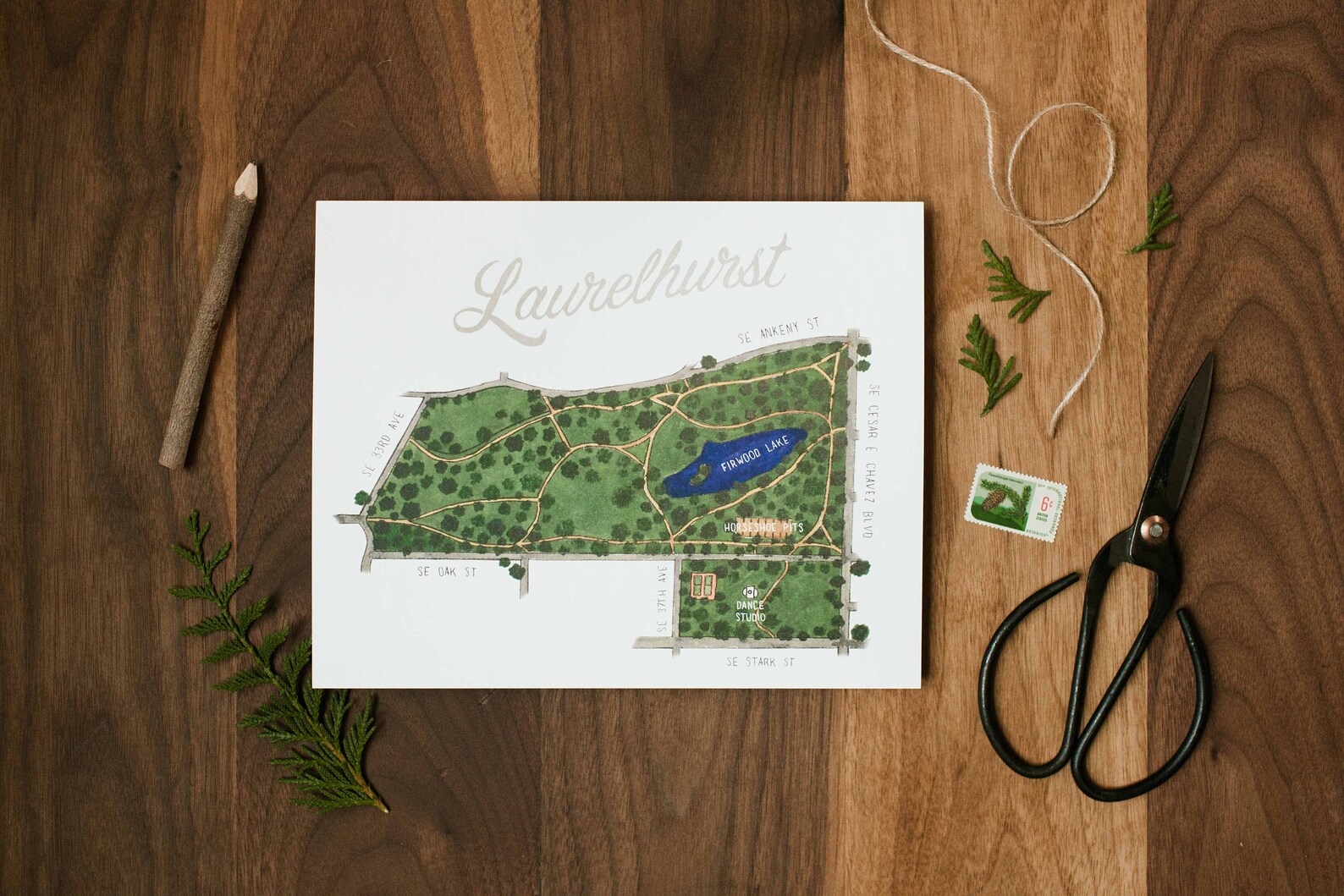 Laurelhurst Park Map Art Print - Etsy