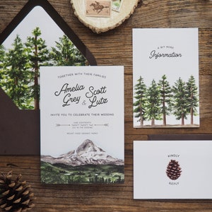 Mt. Hood Wedding Invitations | Oregon Wedding | Portland Wedding | Mountain Wedding | Woodsy Invitation | Outdoor Invitations