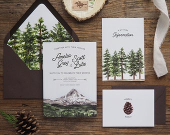 Mt. Hood Wedding Invitations | Oregon Wedding | Portland Wedding | Mountain Wedding | Woodsy Invitation | Outdoor Invitations