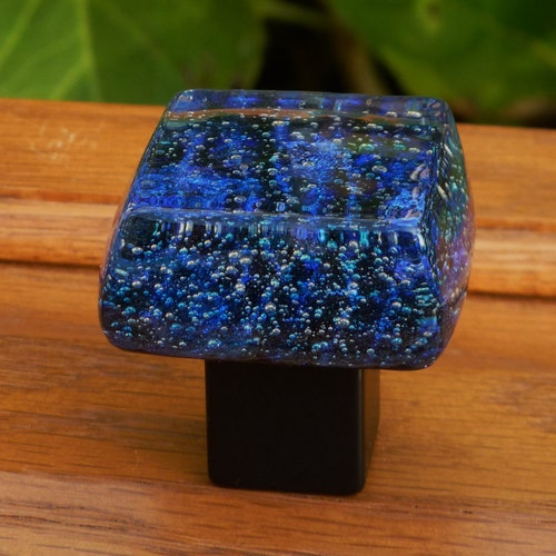 Indigo Blue Knob Michigan Made Artisan Glass Knob Etsy