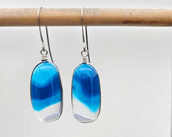 Ocean Inspired Earrings - Handmade Fused Glass Jewelry - Made in Michigan - Seascapes Collection