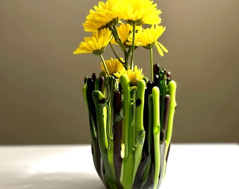 Purple and Greens Glass Vase