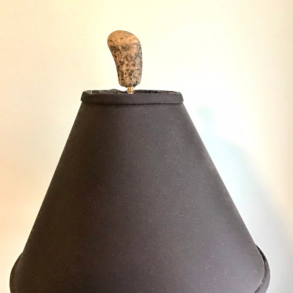 Rock lamp finial, Stone lamp finial, lamp topper, natural stone hook, lamp fixture, Neutral stone lamp finial