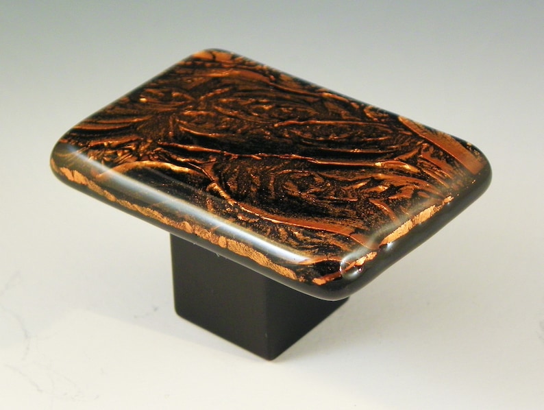 Copper and Black Glass Knobs Kitchen Hardware Etsy