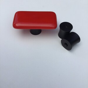 Perilla del gabinete del vidrio rojo brillante perilla | Etsy