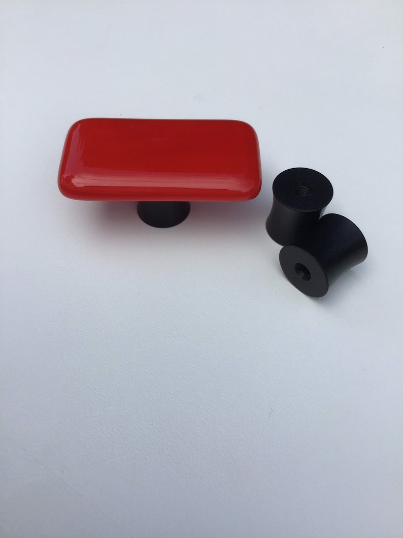 Perilla del gabinete del vidrio rojo brillante perilla | Etsy