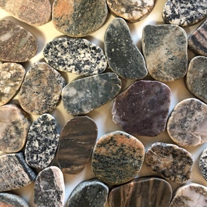 Cabinet Knobs - Slice Stone - grey/brown/green stones, Made in USA, Kitchen Hardware Drawer Handles and Pulls