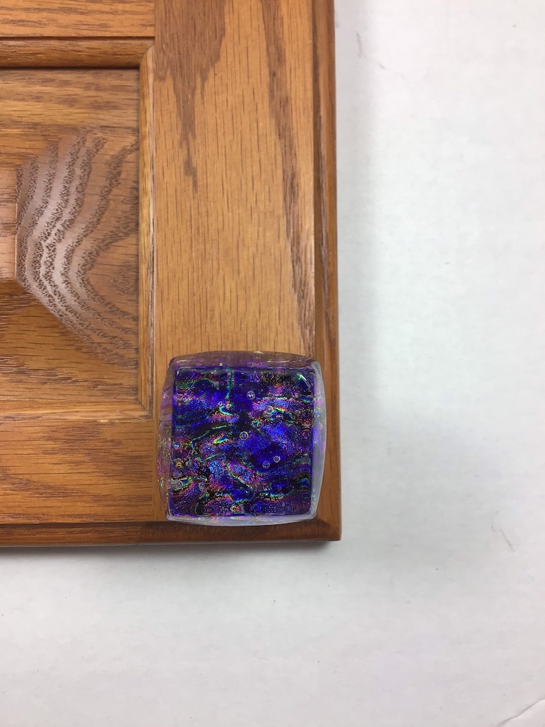 Dichroic Glass Knob Cobalt Blue Purple Gold Glass Magical Chunky