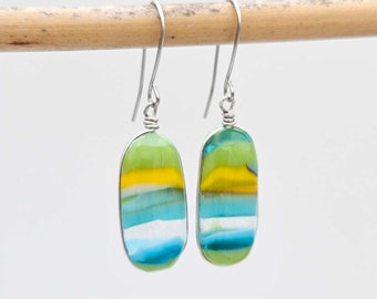 Fused Glass Earrings - Handmade Jewelry Made in Michigan - Pictured Rocks Collection