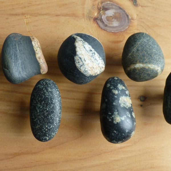 Black Basalt knobs, larger size, quality made in USA, stone knobs,  rock knobs with solid weathered brass base