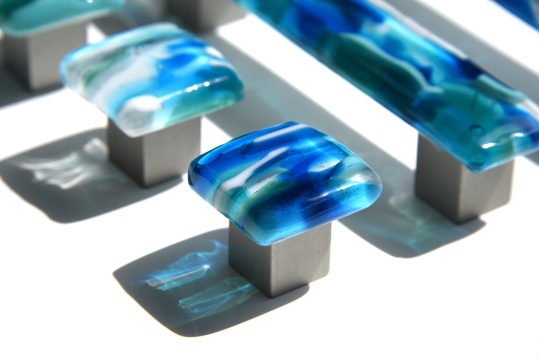 Seascapes Custom Made Glass Knobs and Pulls Blues and Greens Etsy