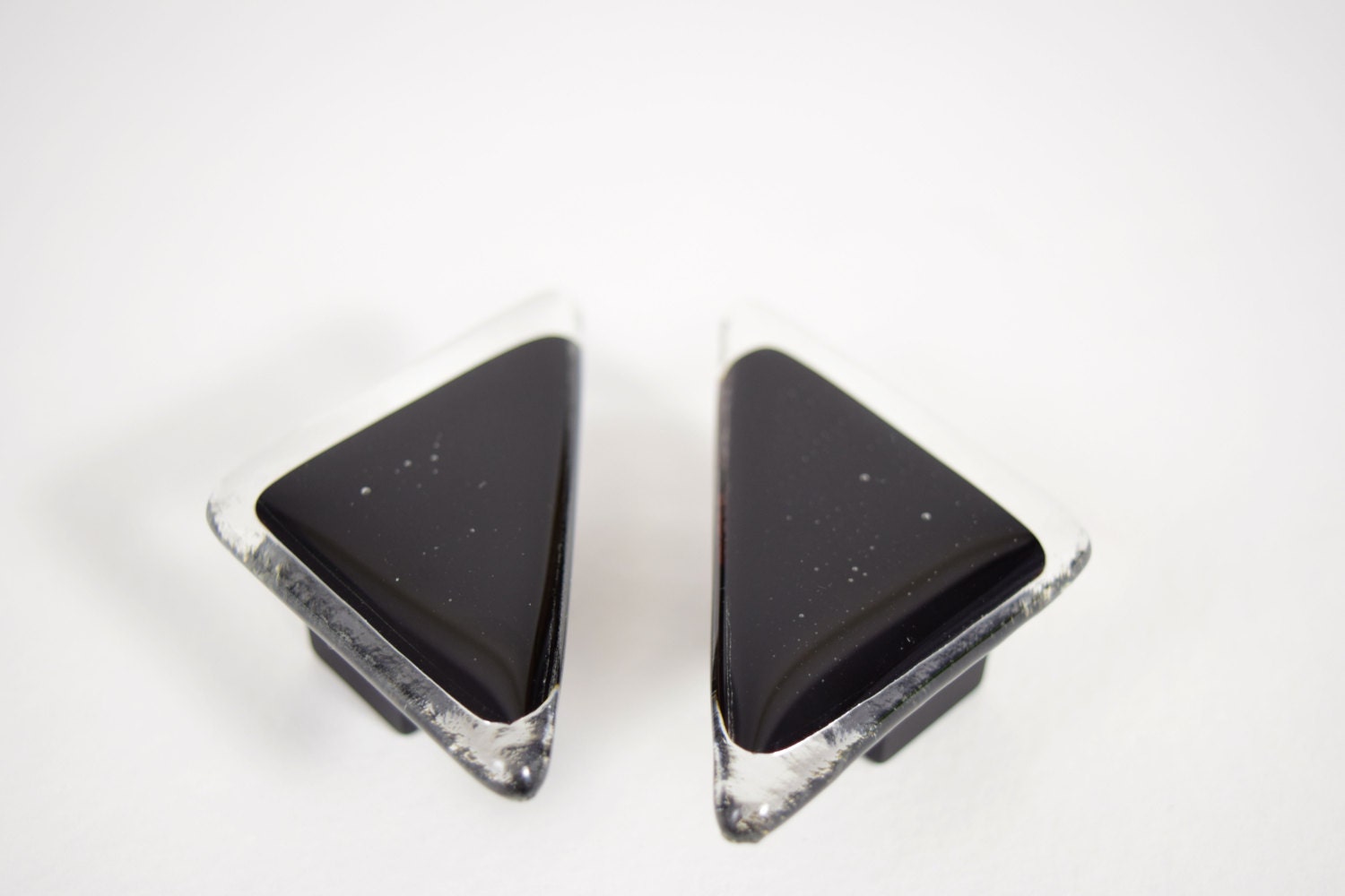 Black and Clear Triangle Knobs Made in USA Glass Knobs Etsy