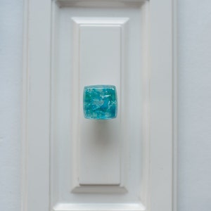 Caribbean Mist glass knob, made in Michigan, custom glass cabinet knob, teal blue knob, kitchen cabinet knob, blue glass knob, beach knob image 3