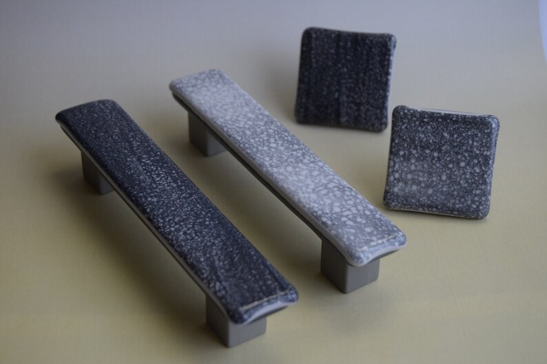 Grey Knobs Made in USA Grey and White Patterned Glass Knobs Etsy