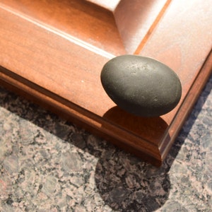 Black Basalt Rock knob, made in USA, Michigan lake shore stone knob, natural rock, basalt stone, lakeshore stone image 4