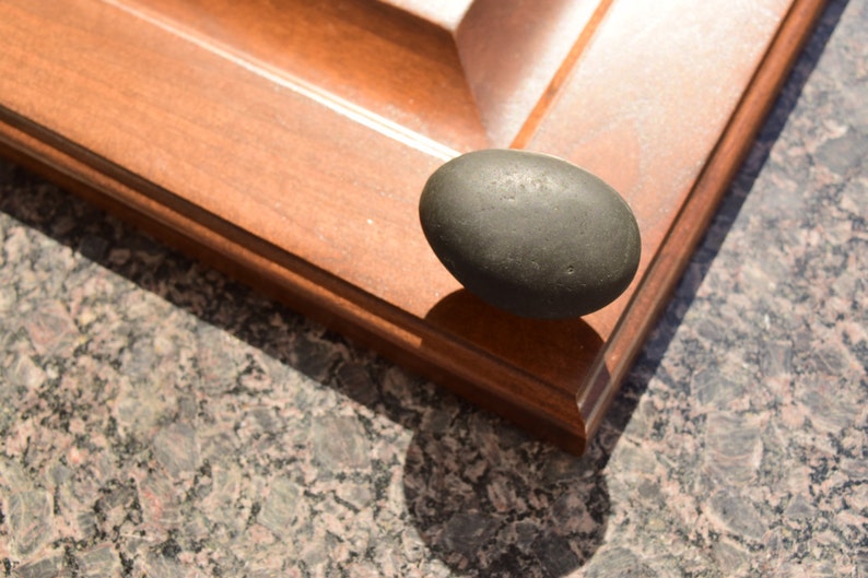 Black Basalt Rock knob, made in USA, Michigan lake shore stone knob, natural rock, basalt stone, lakeshore stone image 4