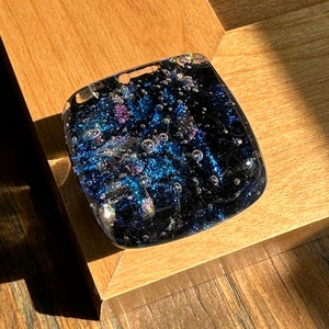 Galaxy Collection Glass Knob, Blue Purple and Silver Glass Knob, Kitchen Hardware Drawer Pulls