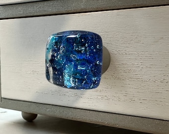 Blue Bayou Glass Knobs- small size, handmade in USA