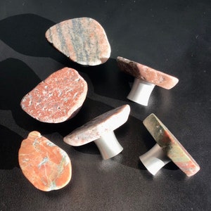 Sliced stone knob, Sunrise parfait stone knobs, Pink stone knob, pink sliced stone image 6