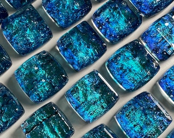 Dancing Water- Blue Bayou custom dichroic glass knob, chunky glass knob, silver blue & turquoise knob kitchen hardware drawer and pulls.