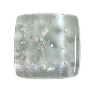 Moonlight Fairy Glass Knob, Sparkly Grey Knob, Silver Glass Knob